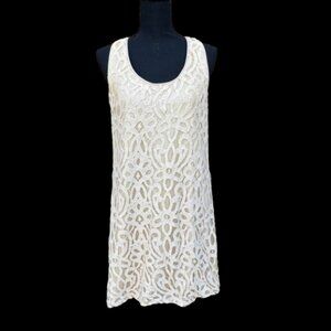 Ali Ro Lace Party Dress Sz 4 Champagne Beige Racerback Lined Sequin Detail